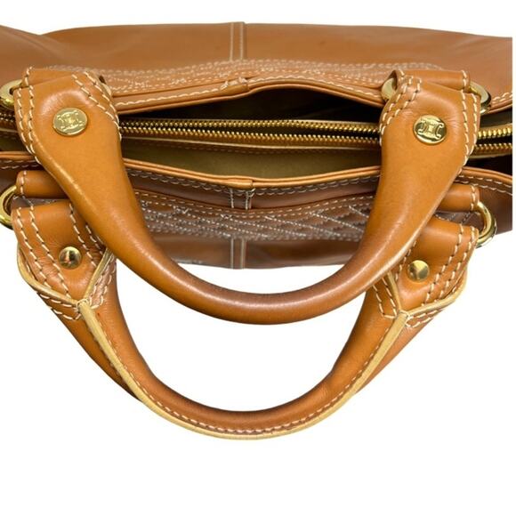 CELINE Boogie Bag Quilted Leather Satchel Caramel Gold Hardware CE00/15 Italy - Picture 11 of 16